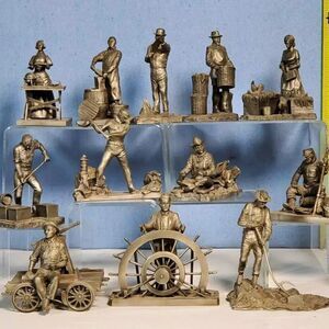 Vintage Americana: 12 Ron Hinote 1977/1978 Franklin Mint Fine Pewter Figurines